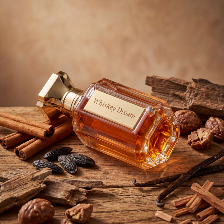 praline tonka sandalwood fragrance Whiskey Dream Ainash Parfums creamy warm base sweet boozy luxury scent